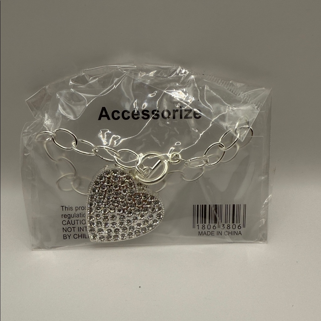 Accessorize Silver Chain Bracelet With Heart Charm